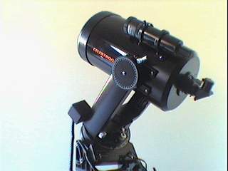 Full view of Celestar 8 SCT with Star diagonal attached.